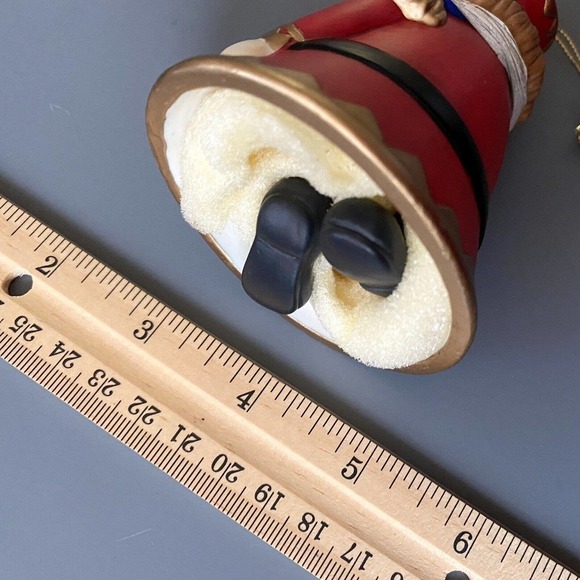 Nutcracker BELL ORNAMENT Porcelain Christmas Red Blue Holiday Dangling Legs NEW - Picture 4 of 4